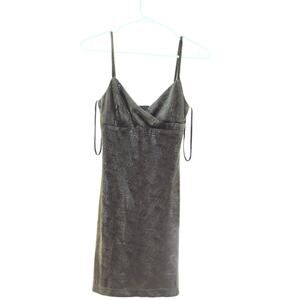 Vintage 90s Y2K Rampage Green Reptile Velveteen Mini Dress